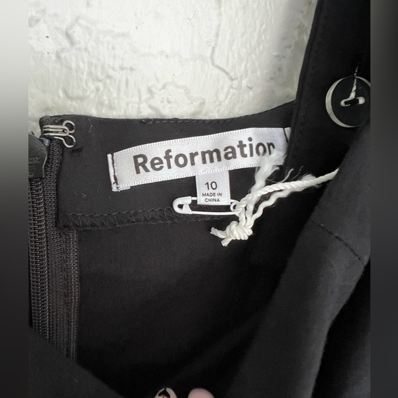 Reformation Black Mika Fit & Flare Midi Dress Womens Size 10 - Picture 10 of 11